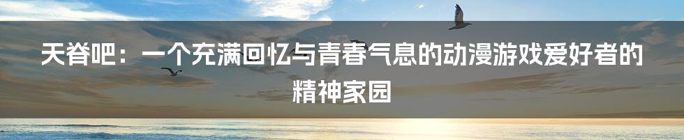 天脊吧：一个充满回忆与青春气息的动漫游戏爱好者的精神家园
