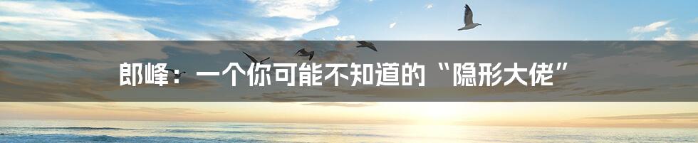 郎峰：一个你可能不知道的“隐形大佬”