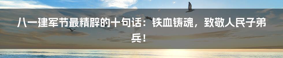 八一建军节最精辟的十句话:铁血铸魂,致敬人民子弟兵!