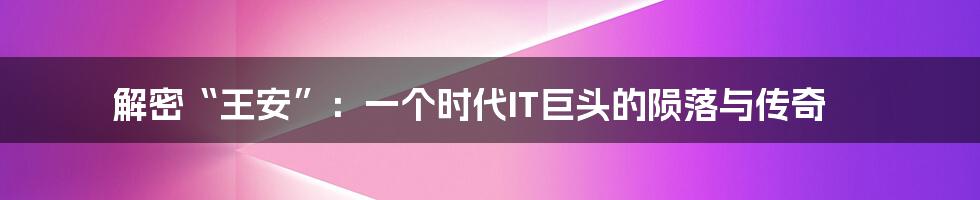 解密“王安”:一个时代IT巨头的陨落与传奇