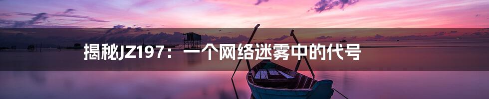 揭秘JZ197:一个网络迷雾中的代号