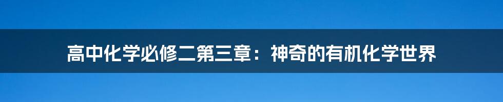 高中化学必修二第三章:神奇的有机化学世界