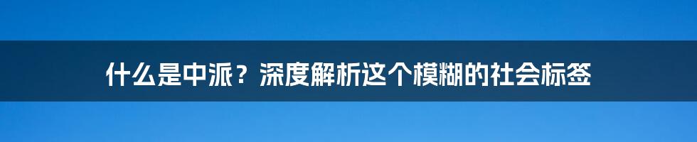 什么是中派?深度解析这个模糊的社会标签