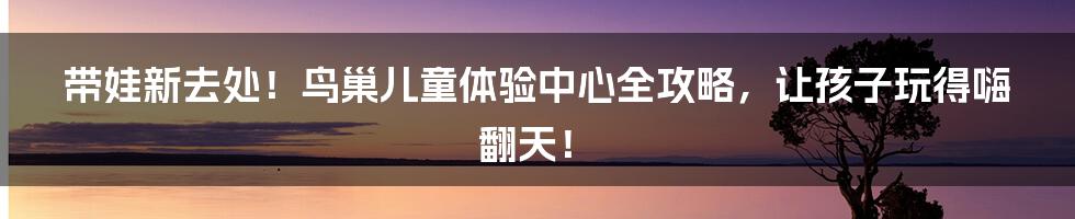 带娃新去处!鸟巢儿童体验中心全攻略,让孩子玩得嗨翻天!