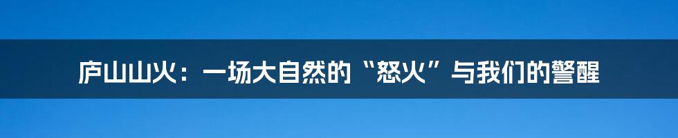 庐山山火:一场大自然的“怒火”与我们的警醒