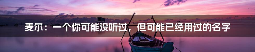 麦尔:一个你可能没听过,但可能已经用过的名字