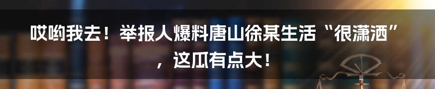 哎哟我去！举报人爆料唐山徐某生活“很潇洒”，这瓜有点大！