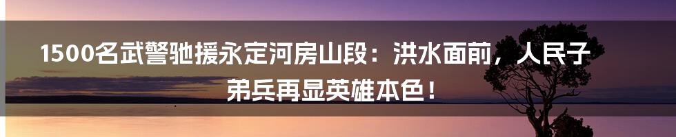 1500名武警驰援永定河房山段:洪水面前,人民子弟兵再显英雄本色!