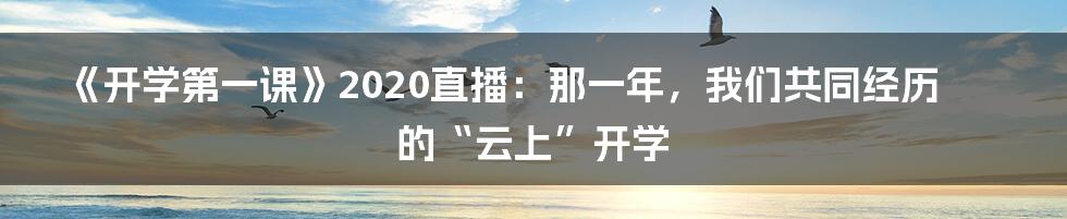 《开学第一课》2020直播:那一年,我们共同经历的“云上”开学