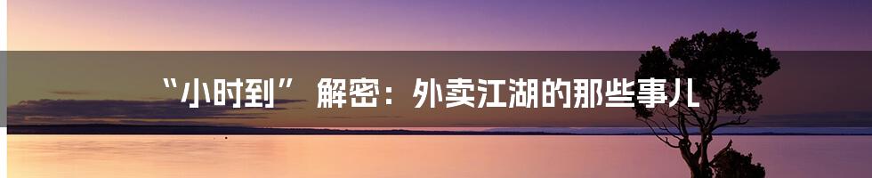 “小时到” 解密:外卖江湖的那些事儿