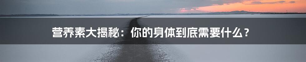 营养素大揭秘:你的身体到底需要什么?