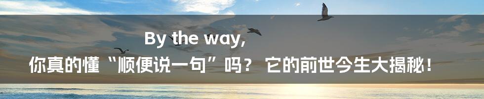 By the way, 你真的懂“顺便说一句”吗? 它的前世今生大揭秘!