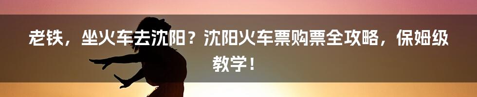 老铁,坐火车去沈阳?沈阳火车票购票全攻略,保姆级教学!