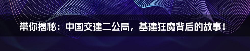 带你揭秘:中国交建二公局,基建狂魔背后的故事!