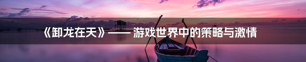 《卸龙在天》—— 游戏世界中的策略与激情