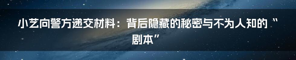 小艺向警方递交材料：背后隐藏的秘密与不为人知的“剧本”