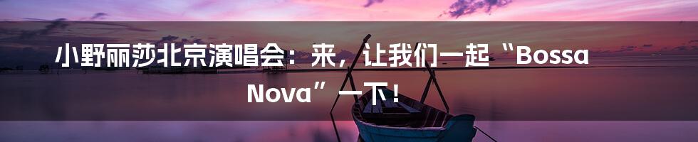 小野丽莎北京演唱会:来,让我们一起“Bossa Nova”一下!