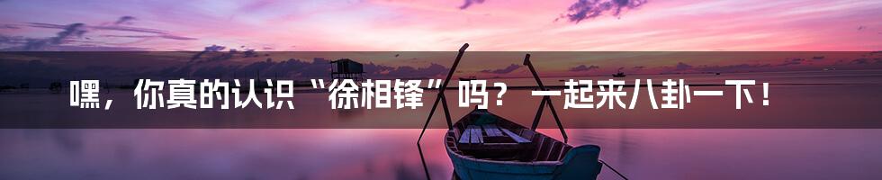 嘿,你真的认识“徐相锋”吗? 一起来八卦一下!