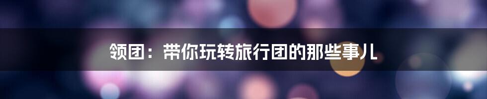 领团:带你玩转旅行团的那些事儿