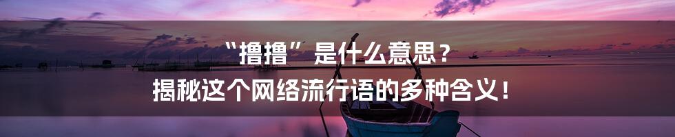 “撸撸”是什么意思？ 揭秘这个网络流行语的多种含义！