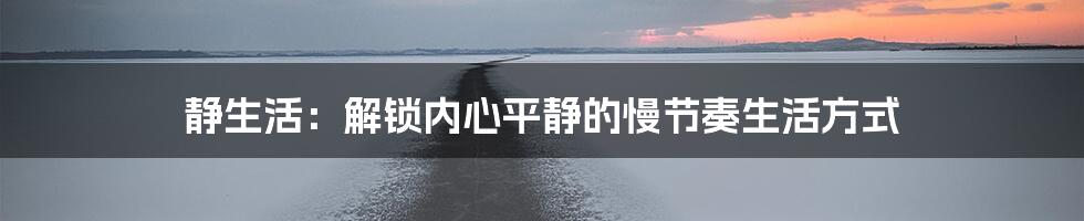 静生活:解锁内心平静的慢节奏生活方式