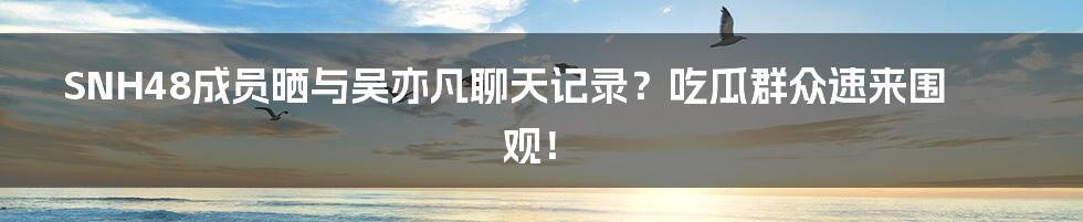 SNH48成员晒与吴亦凡聊天记录?吃瓜群众速来围观!