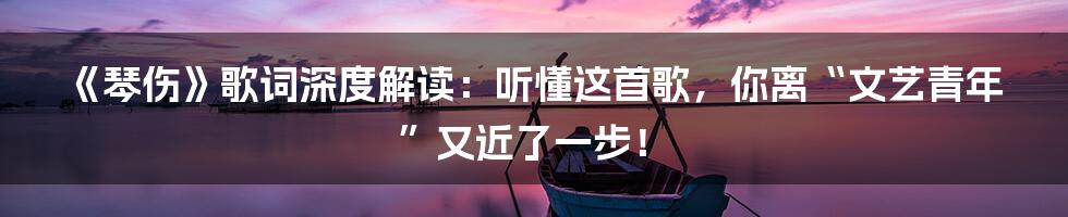 《琴伤》歌词深度解读:听懂这首歌,你离“文艺青年”又近了一步!