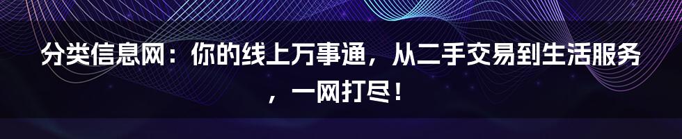 分类信息网:你的线上万事通,从二手交易到生活服务,一网打尽!