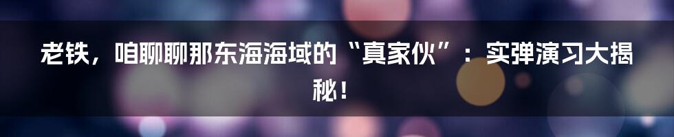 老铁,咱聊聊那东海海域的“真家伙”:实弹演习大揭秘!