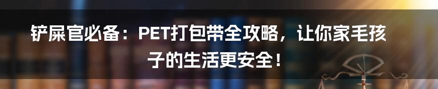 铲屎官必备:PET打包带全攻略,让你家毛孩子的生活更安全!