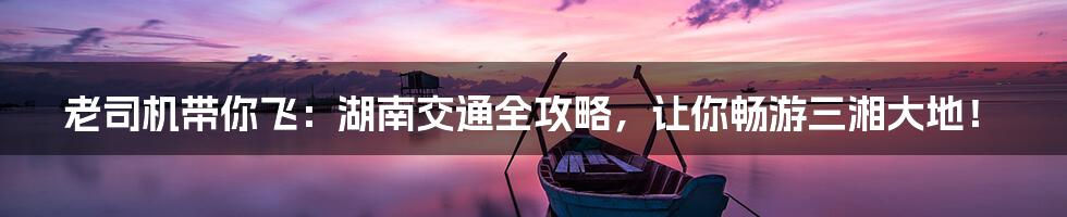 老司机带你飞：湖南交通全攻略，让你畅游三湘大地！