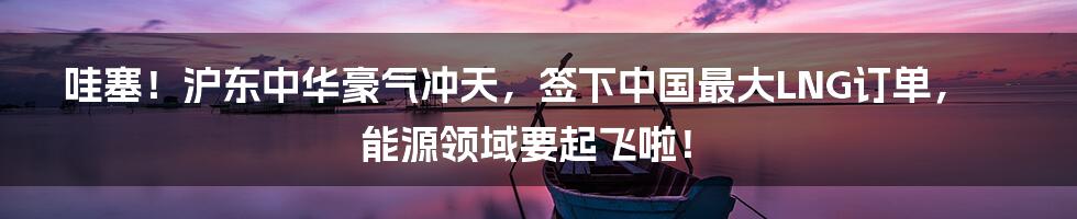 哇塞!沪东中华豪气冲天,签下中国最大LNG订单,能源领域要起飞啦!
