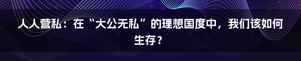 人人营私：在“大公无私”的理想国度中，我们该如何生存？