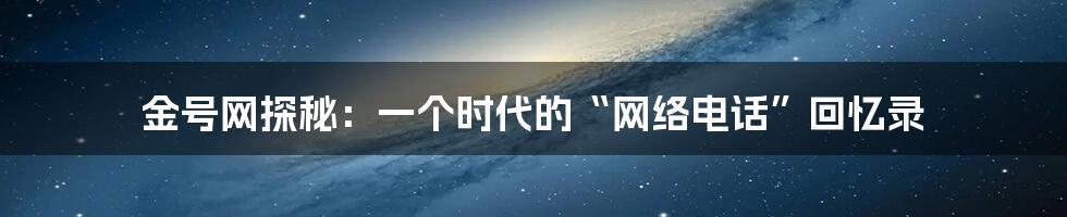 金号网探秘：一个时代的“网络电话”回忆录
