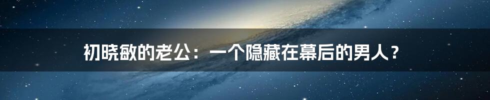 初晓敏的老公：一个隐藏在幕后的男人？