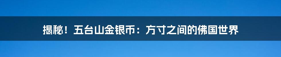 揭秘!五台山金银币:方寸之间的佛国世界