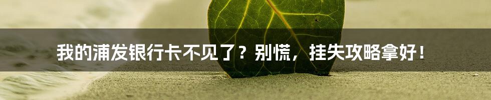 我的浦发银行卡不见了?别慌,挂失攻略拿好!