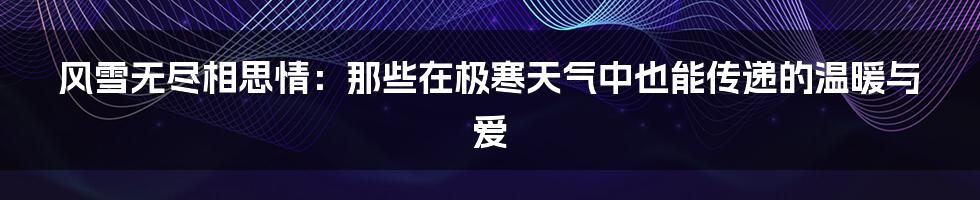 风雪无尽相思情：那些在极寒天气中也能传递的温暖与爱
