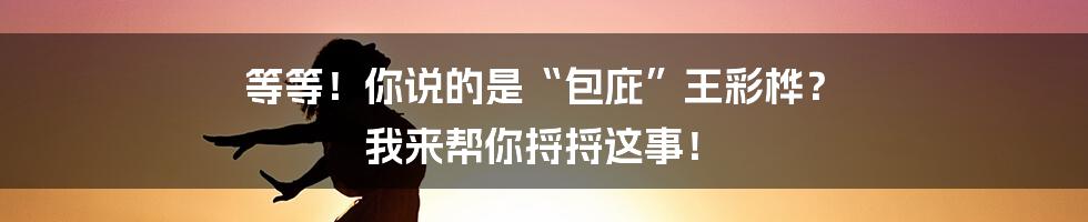 等等!你说的是“包庇”王彩桦? 我来帮你捋捋这事!