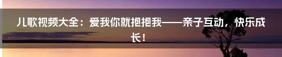 儿歌视频大全：爱我你就抱抱我——亲子互动，快乐成长！