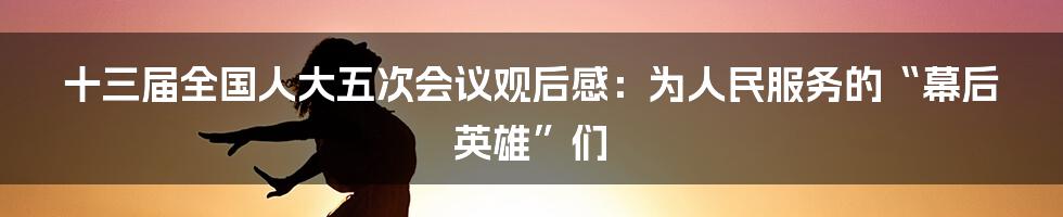 十三届全国人大五次会议观后感:为人民服务的“幕后英雄”们