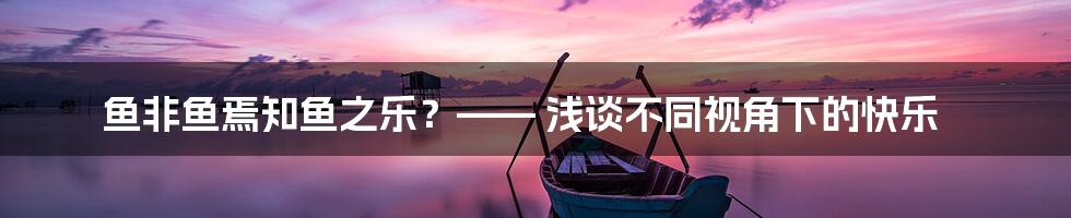 鱼非鱼焉知鱼之乐?—— 浅谈不同视角下的快乐