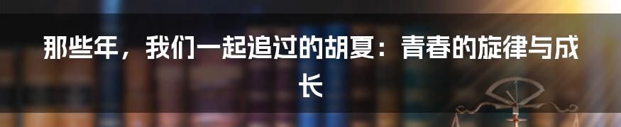 那些年,我们一起追过的胡夏:青春的旋律与成长