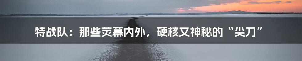特战队:那些荧幕内外,硬核又神秘的“尖刀”