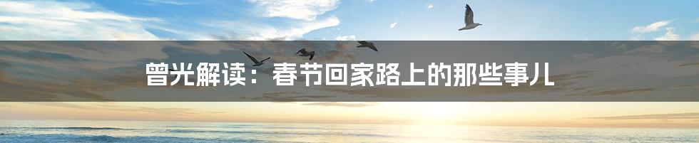 曾光解读：春节回家路上的那些事儿