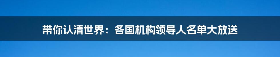 带你认清世界：各国机构领导人名单大放送