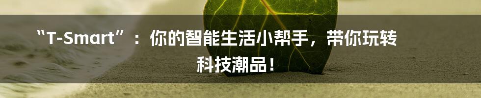 “T-Smart”:你的智能生活小帮手,带你玩转科技潮品!