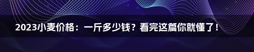 2023小麦价格:一斤多少钱?看完这篇你就懂了!