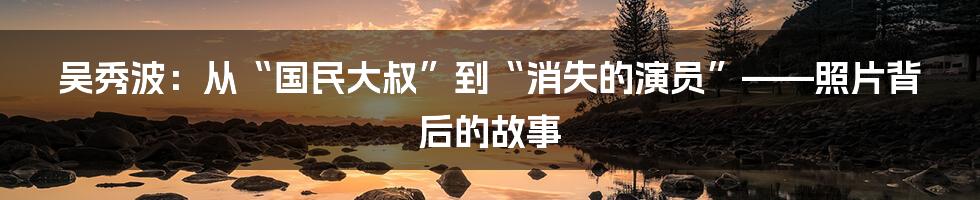 吴秀波:从“国民大叔”到“消失的演员”——照片背后的故事