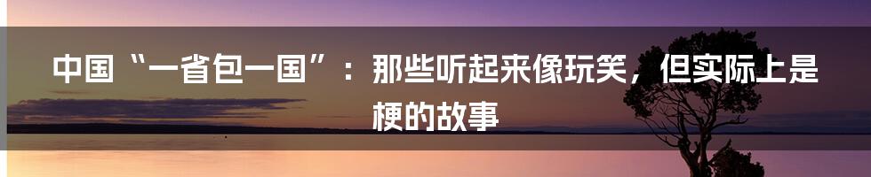 中国“一省包一国”:那些听起来像玩笑,但实际上是梗的故事
